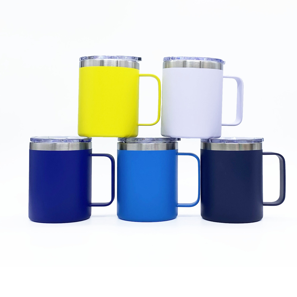 Credrink 12oz Stainless Steel Insulated Coffee Mug with Handle Double Wall Vacuum Travel Mug Tumbler Cup with Sliding Lid