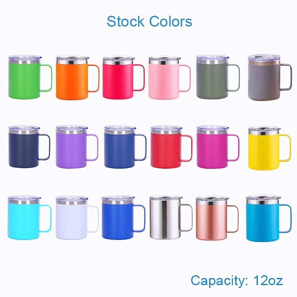 Credrink 12oz Stainless Steel Insulated Coffee Mug with Handle Double Wall Vacuum Travel Mug Tumbler Cup with Sliding Lid