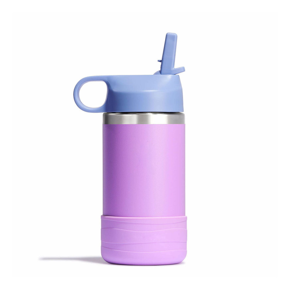 Bouteille d'eau isotherme pour enfants de 12 ml, sans BPA, double paroi, en acier inoxydable 18/8, anti-fuite, avec paille, bouteille d'eau en métal pour écoliers, garçons et filles