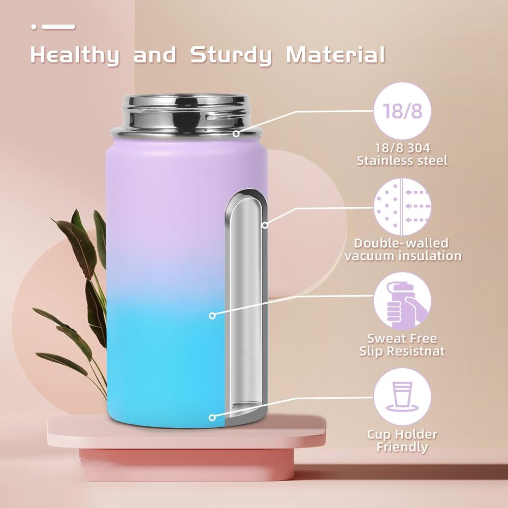 Credrink 12oz kids stainless steel insulated leakproof thermos water bottle with straw Lid and Silicone Boot,BPA-Free Easy Use for Boys&Girls,double wall Vacuum