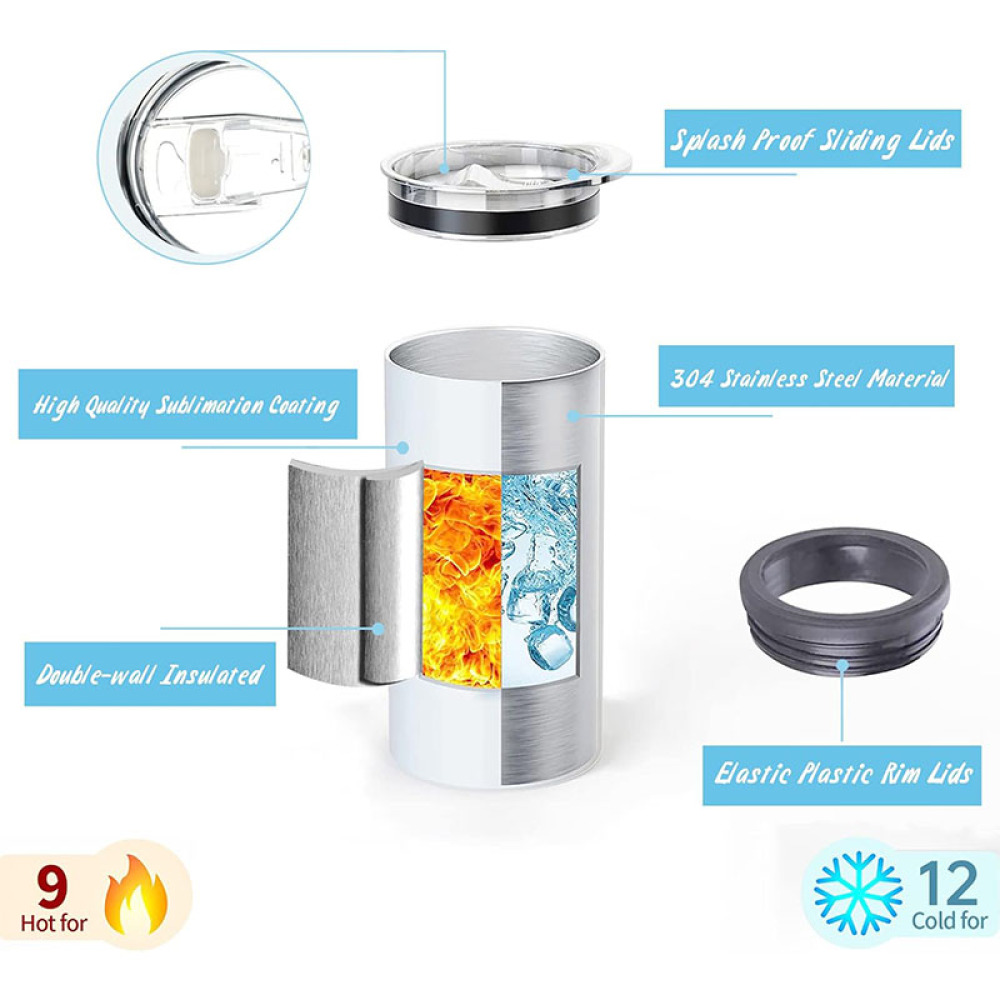 Enfriador de latas delgado de sublimación Credrink de 12 oz, de acero inoxidable, con doble pared, aislado, para latas de cerveza, vaso de sublimación, enfriador de latas de cerveza