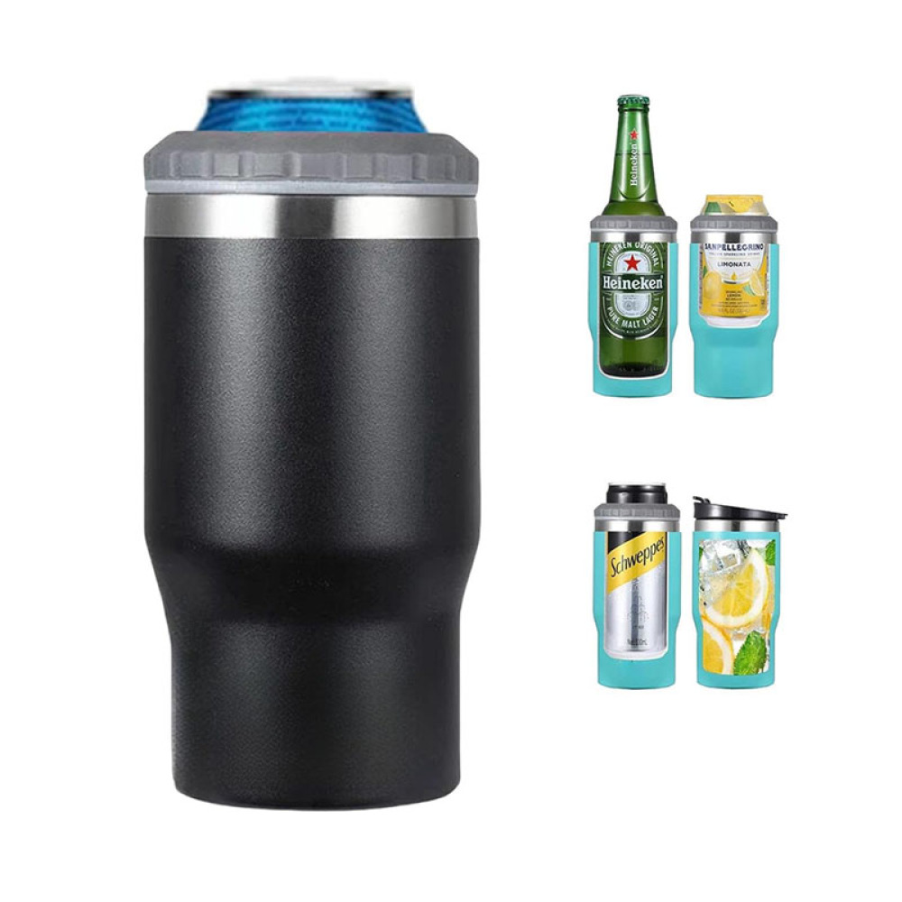 Aislador de latas de acero inoxidable 4 en 1 Credrink, 14 oz, tapas bidireccionales, enfriador de latas con aislamiento SUS, soporte para botellas de cerveza