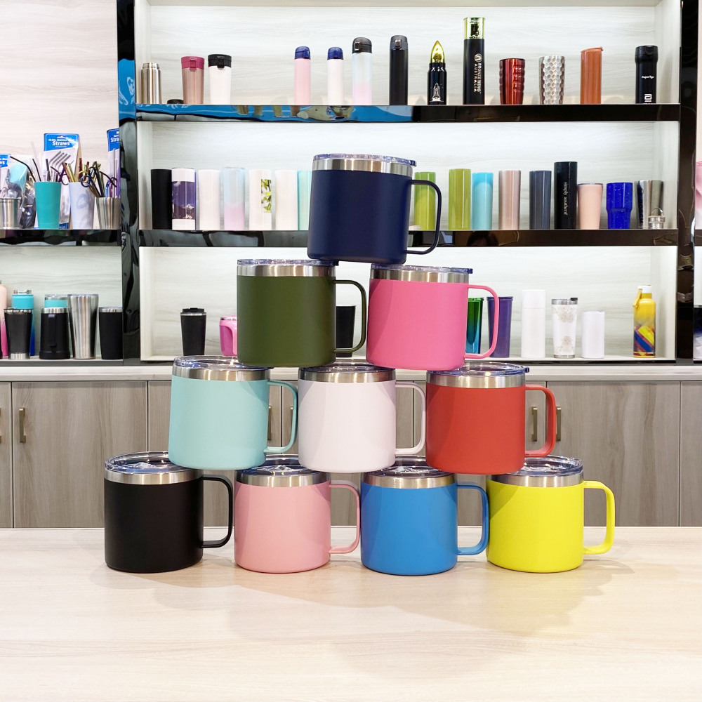 Credrink 14oz Stainless Steel Insulated Coffee Mug with Handle Double Wall Vacuum Travel Mug Tumbler Cup with Sliding Lid