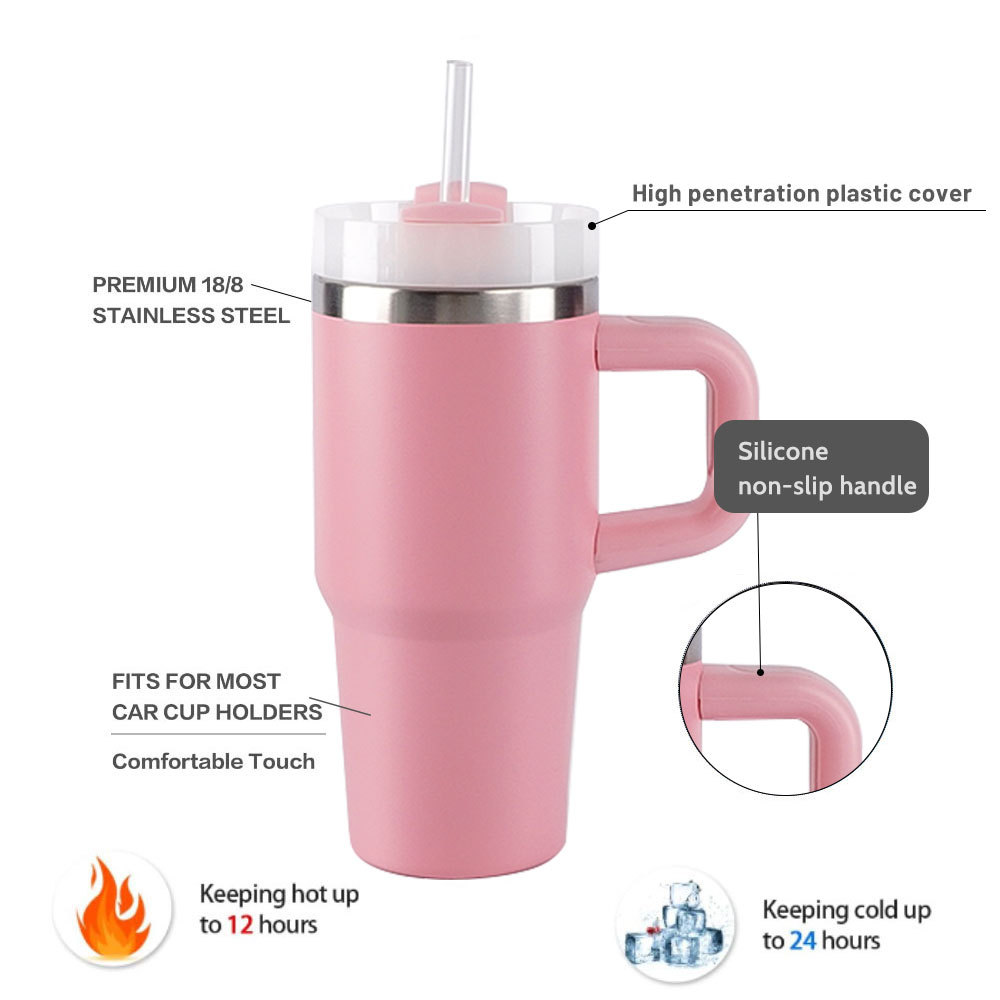 Gobelet Credrink RTS 14 oz avec poignée et paille pour enfants Gobelet isolé sous vide en acier inoxydable Garde le froid, la chaleur et la glace Cadeaux pour enfants Tasses
