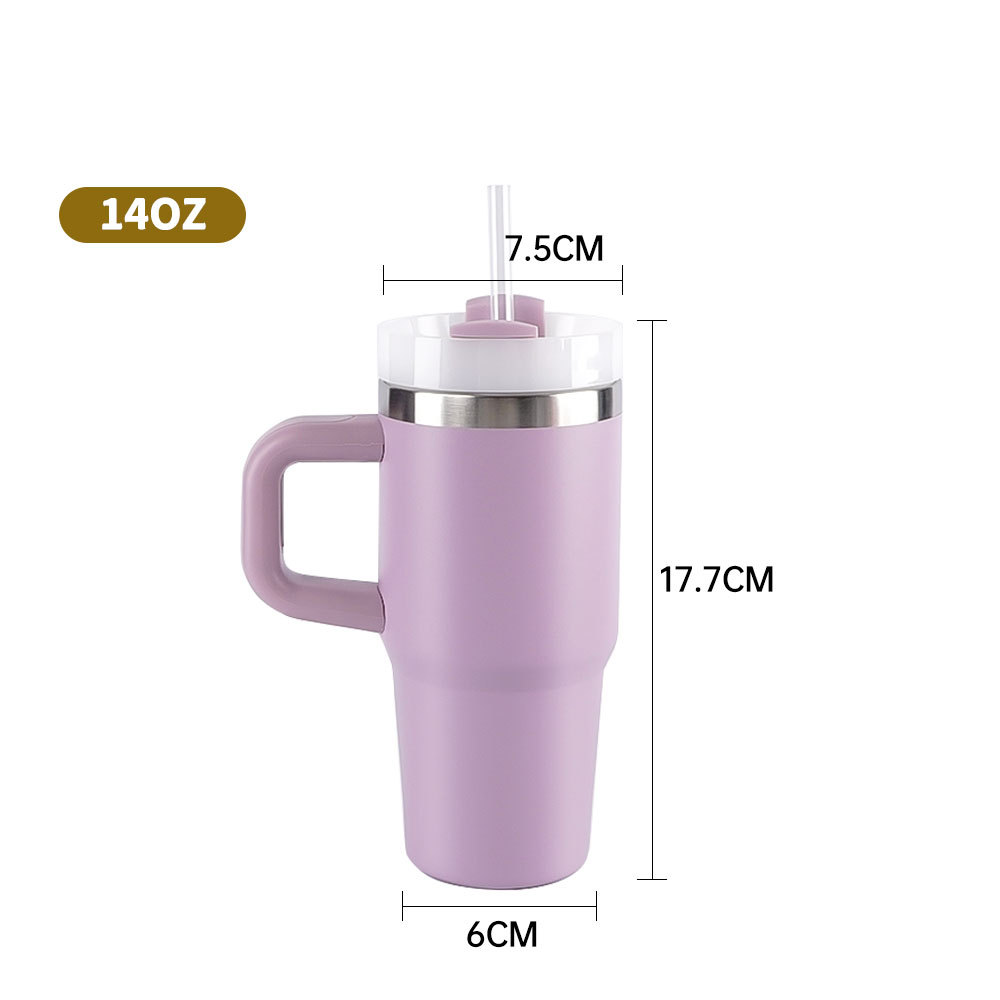 Gobelet Credrink RTS 14 oz avec poignée et paille pour enfants Gobelet isolé sous vide en acier inoxydable Garde le froid, la chaleur et la glace Cadeaux pour enfants Tasses