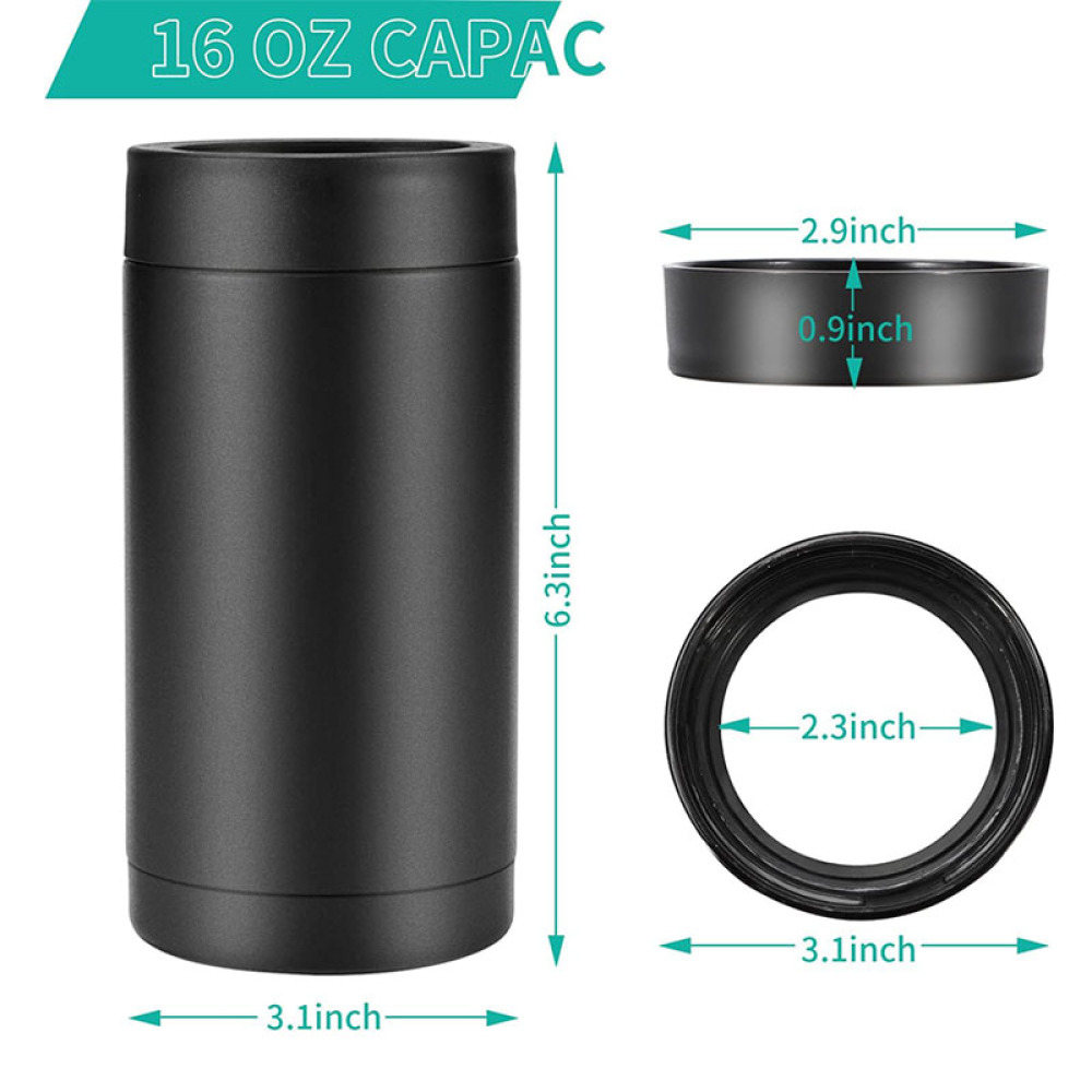 Enfriador de latas aislado Credrink de 16 oz Enfriador de latas aislado de doble pared Soporte de latas de acero inoxidable para cerveza