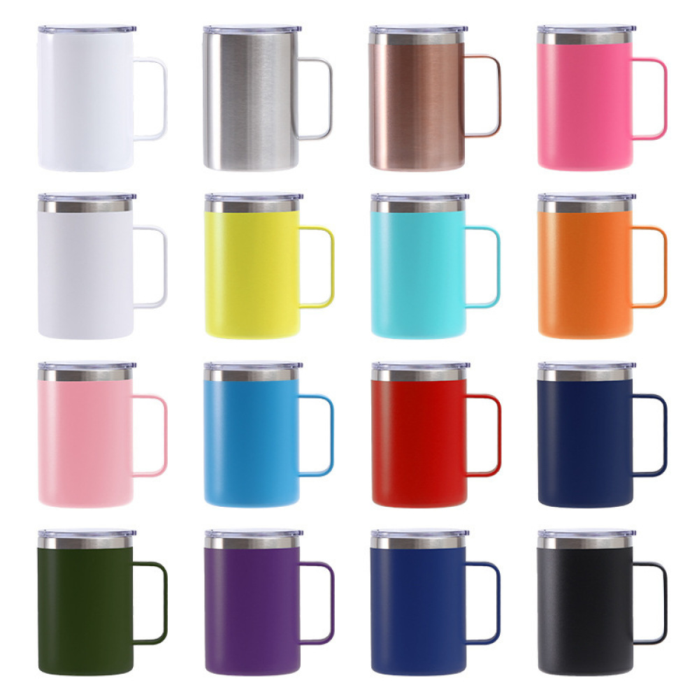 Taza de café aislada de acero inoxidable de 16 oz de Credrink con asa, taza de viaje al vacío de doble pared, vaso con tapa deslizante
