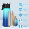 Credrink 18oz Kids Insulated Water Bottle Stainless Steel Water Bottles with Straw Lid Double Wall Vacuum Reusable Metal Thermos Water Bottle Wide Mouth Sports Water Flask For Cold Drink