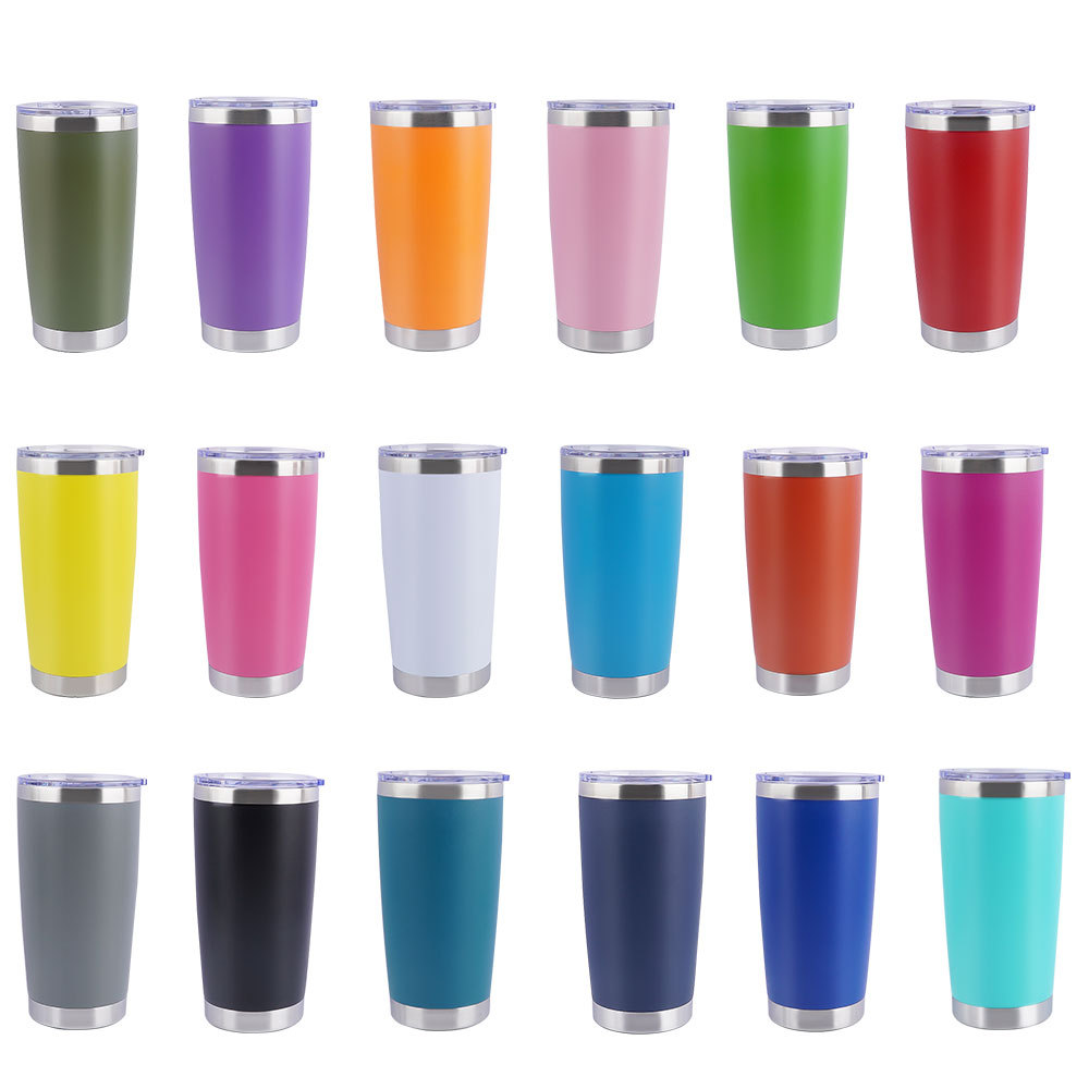 Vaso de 20 oz de Credrink, vasos de acero inoxidable con aislamiento al vacío y tapa, taza de viaje de doble pared, taza de café duradera con revestimiento de polvo, adecuada para bebidas heladas y bebidas calientes