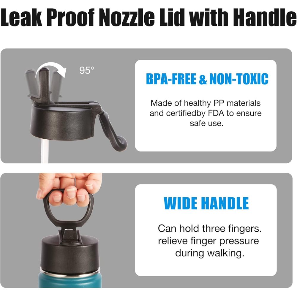 Credrink 22 oz Insulated Water Bottles with Straw Lid Stainless Steel Sports Bottle with Handle Double Walled Metal Travel Water Thermos with Wide Mouth Reusable Water Flask for School