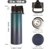 Credrink 22 oz Insulated Water Bottles with Straw Lid Stainless Steel Sports Bottle with Handle Double Walled Metal Travel Water Thermos with Wide Mouth Reusable Water Flask for School
