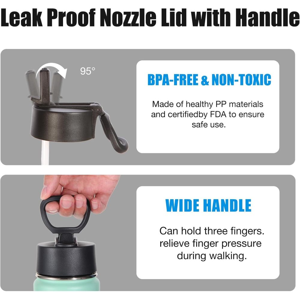 Credrink 24 Ounce Insulated Water Bottle With Straw Lid Stainless Steel Wide Mouth Sport Bottles With Handle Double Wall Vacuum Thermos Keep Cold Reusable Travel Thermal Cups For Holder Gym