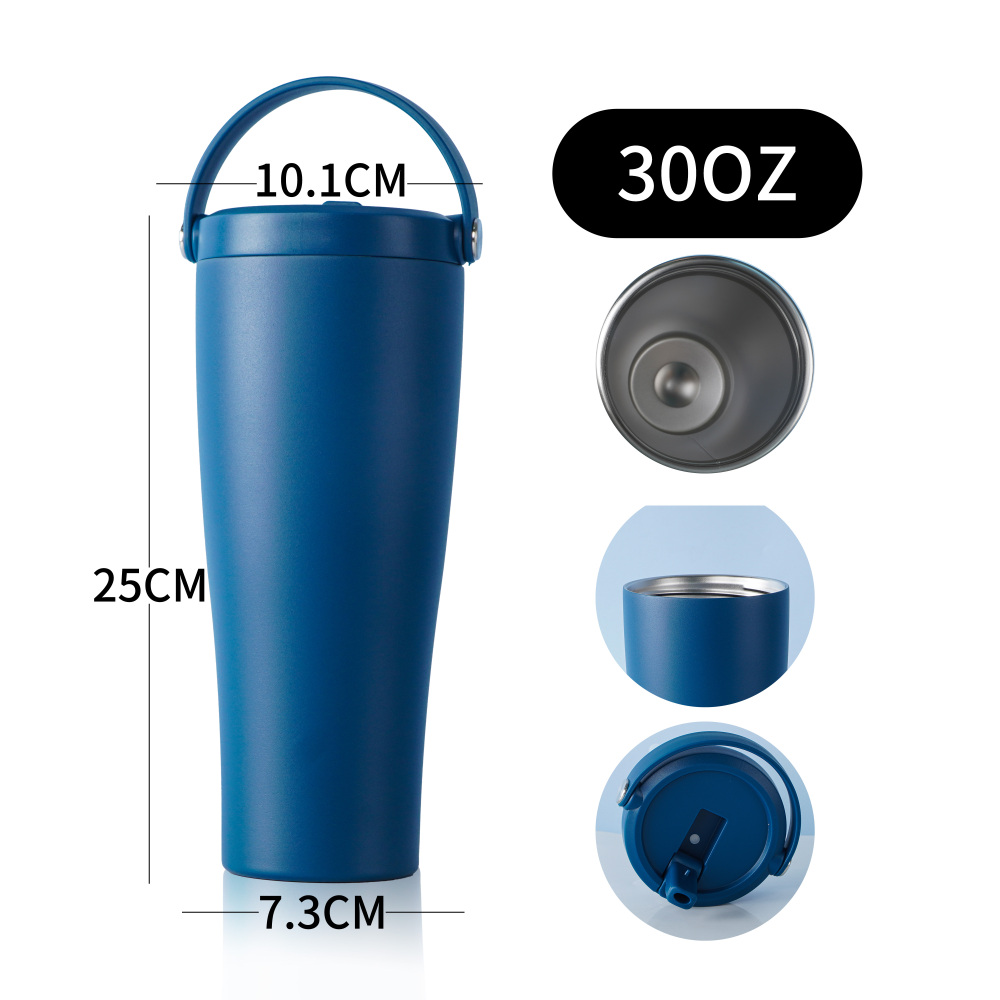 Credrink  Factory Direct wholesale 30 OZ Tumbler With Flip Straw Triple-Wall Easy-carry Insulated Water Bottles With Top Handle Fit in Cupholder Leakproof Stainless Steel Water Jug For Gym Outdoors Cold Drinks