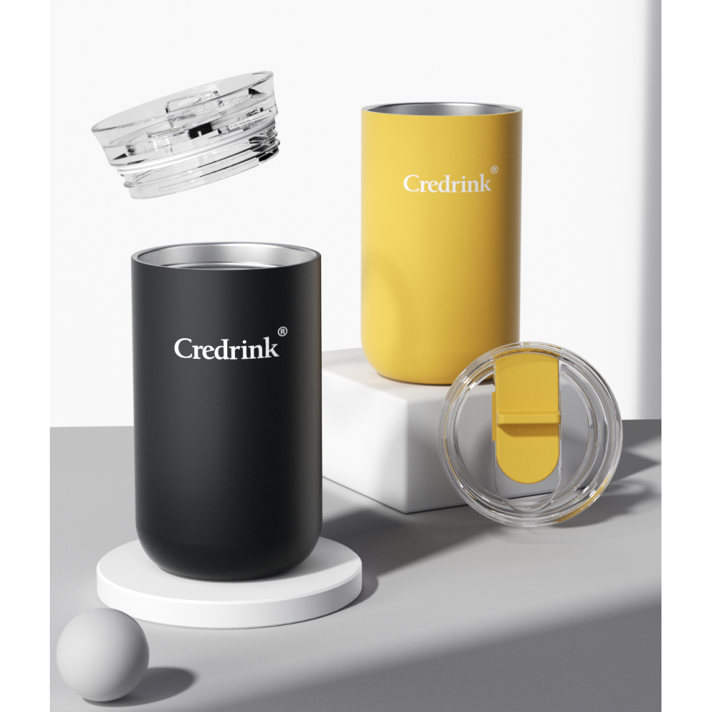 Оптовая продажа кофейных кружек Credrink Carter с прозрачной выдвижной крышкой. Эта термокружка предназначена для путешествий. 