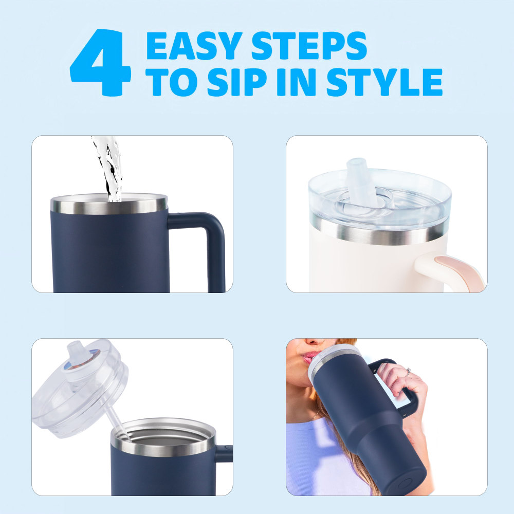 Credrink Factory Direct оптовая продажа 40 унций Raindrop нержавеющая сталь стакан с ручкой на весь день StrawSip двойной стенки изолированный стакан адаптер для Stanley для Cirkul используйте ваши картриджи с ароматизаторами с вашим стаканом