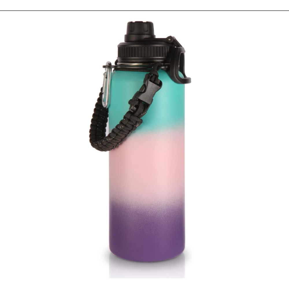 Credrink 40 oz Insulated Water Bottles Paracord Handle Stainless Steel Sports Bottle with Spout Lid Reusable Double Walled Vacuum Metal Travel Thermos with Wide Mouth for Adults 