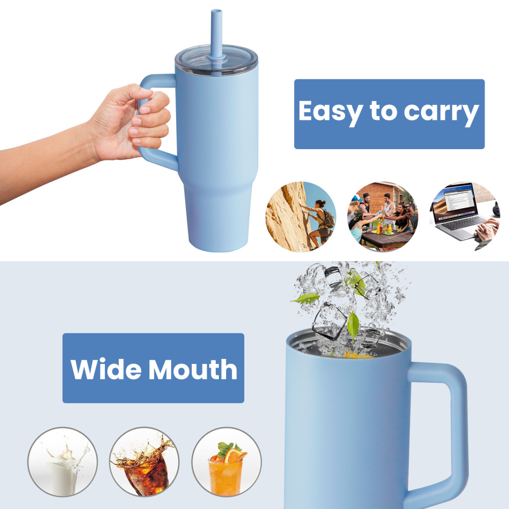 Стакан Credrink 40 унций с ручкой, дорожный кофейный стакан, двухстенный стакан с трубочкой, стакан из нержавеющей стали, бутылка для воды, стакан для женщин - подарки на день рождения для женщин