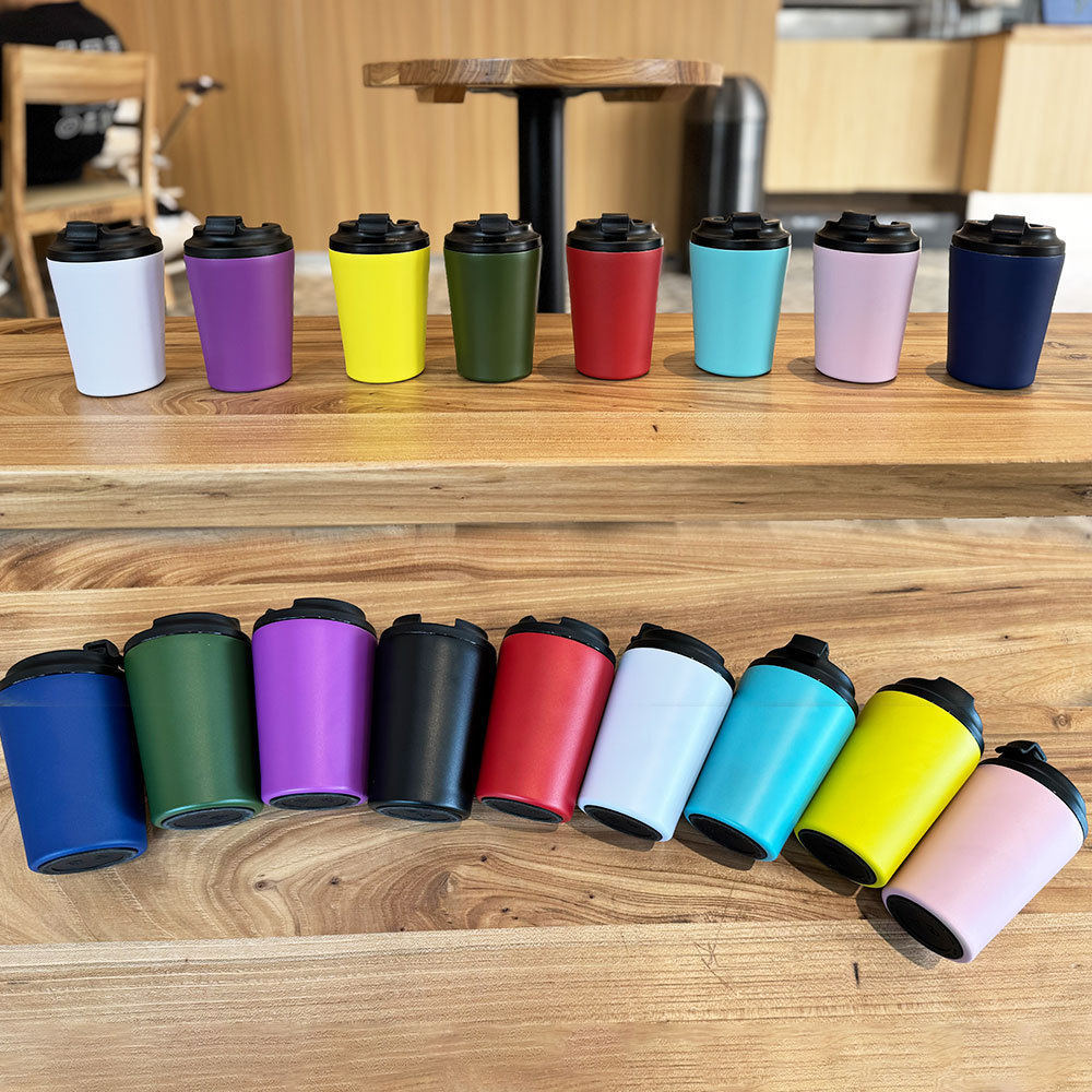 Vaso de café de viaje de acero inoxidable Credrink RTS de 8 oz y 12 oz, tazas de café con aislamiento al vacío y tapa a prueba de fugas