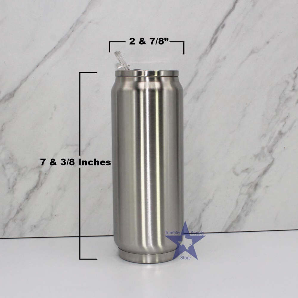 Vente en gros directe d'usine de canettes de soda isolées sous vide, verre isolé en acier inoxydable avec couvercle et paille pliable de 12 onces