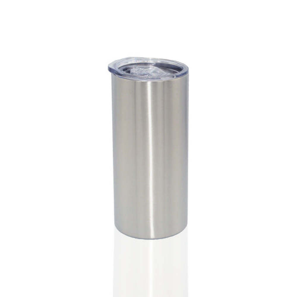 Credrink Factory Direct vente en gros de 15 oz de gobelets minces en acier inoxydable, gobelet isolé à double paroi droit en vrac vierge avec couvercle et paille pour cadeau de bricolage argent