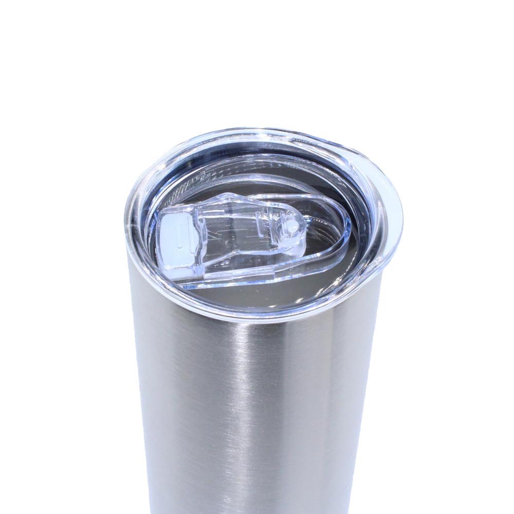 Credrink Factory Direct vente en gros de 20 oz de gobelets minces en acier inoxydable, gobelet isolé à double paroi droit en vrac vierge avec couvercle et paille pour cadeau de bricolage argent