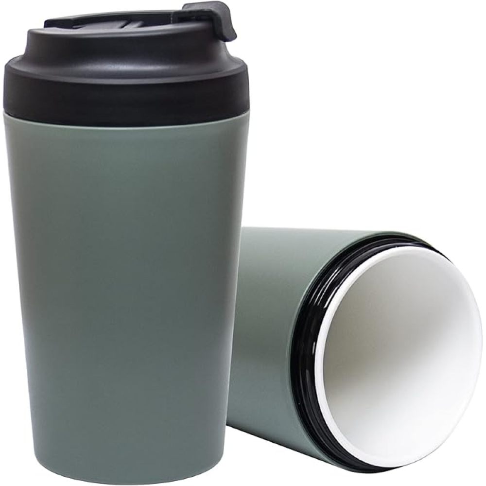 Tasse de voyage en céramique Credrink 380 ml, tasse réutilisable avec doublure en céramique, tasse isotherme en céramique, étanche, respectueuse de l'environnement pour boissons chaudes et froides