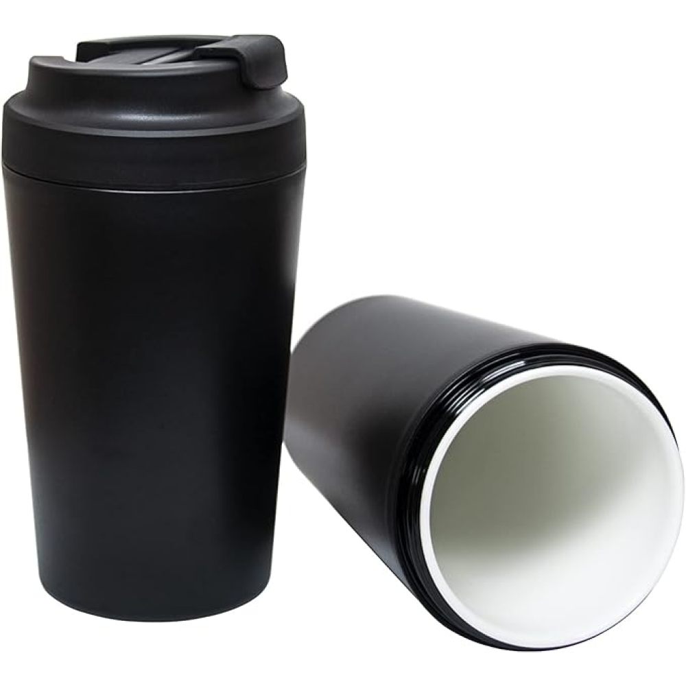 Tasse de voyage en céramique Credrink 380 ml, tasse réutilisable avec doublure en céramique, tasse isotherme en céramique, étanche, respectueuse de l'environnement pour boissons chaudes et froides