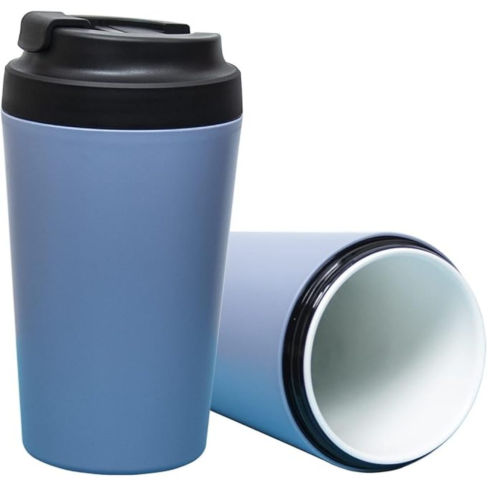 Tasse de voyage en céramique Credrink 380 ml, tasse réutilisable avec doublure en céramique, tasse isotherme en céramique, étanche, respectueuse de l'environnement pour boissons chaudes et froides