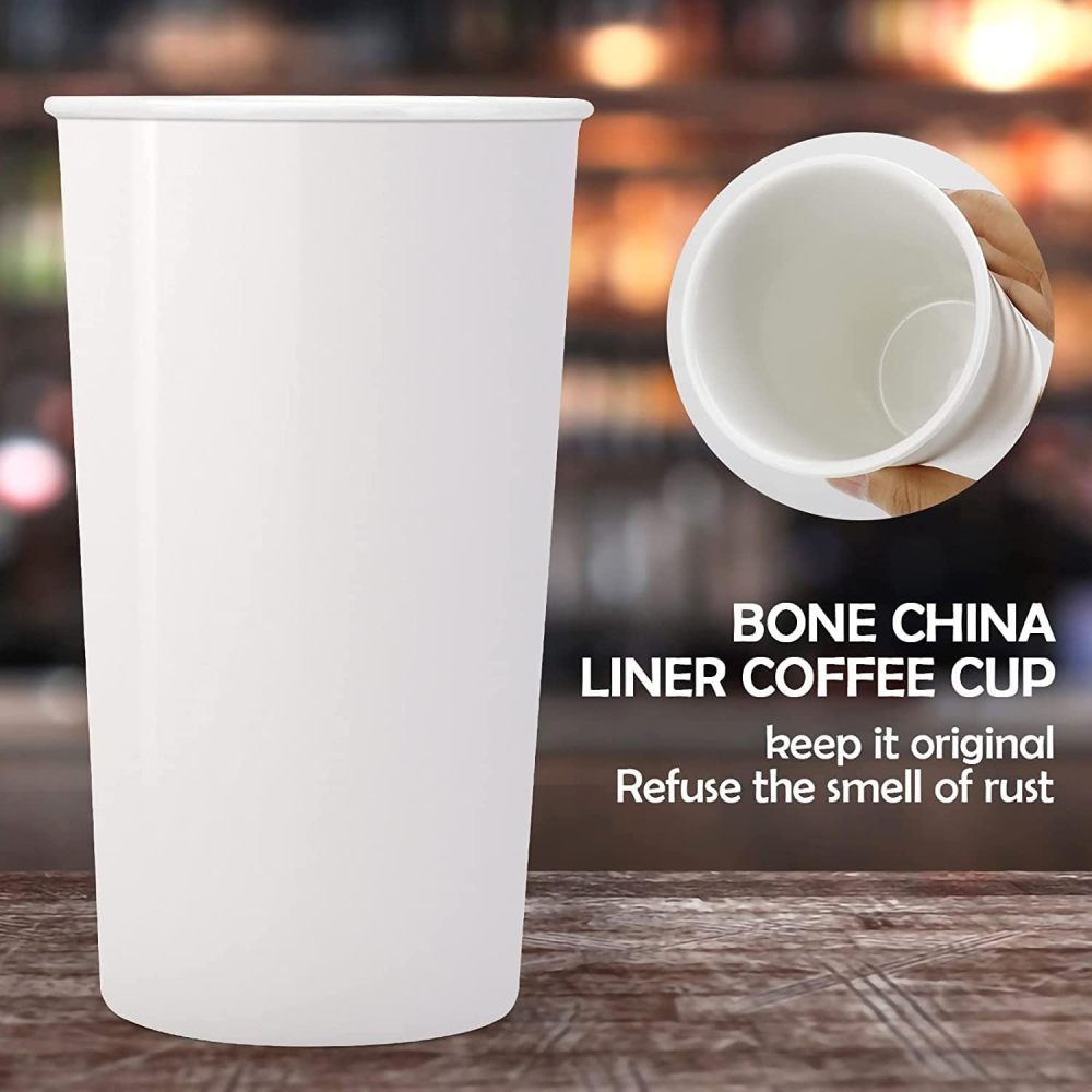 Tasse de voyage en céramique Credrink 380 ml, tasse réutilisable avec doublure en céramique, tasse isotherme en céramique, étanche, respectueuse de l'environnement pour boissons chaudes et froides