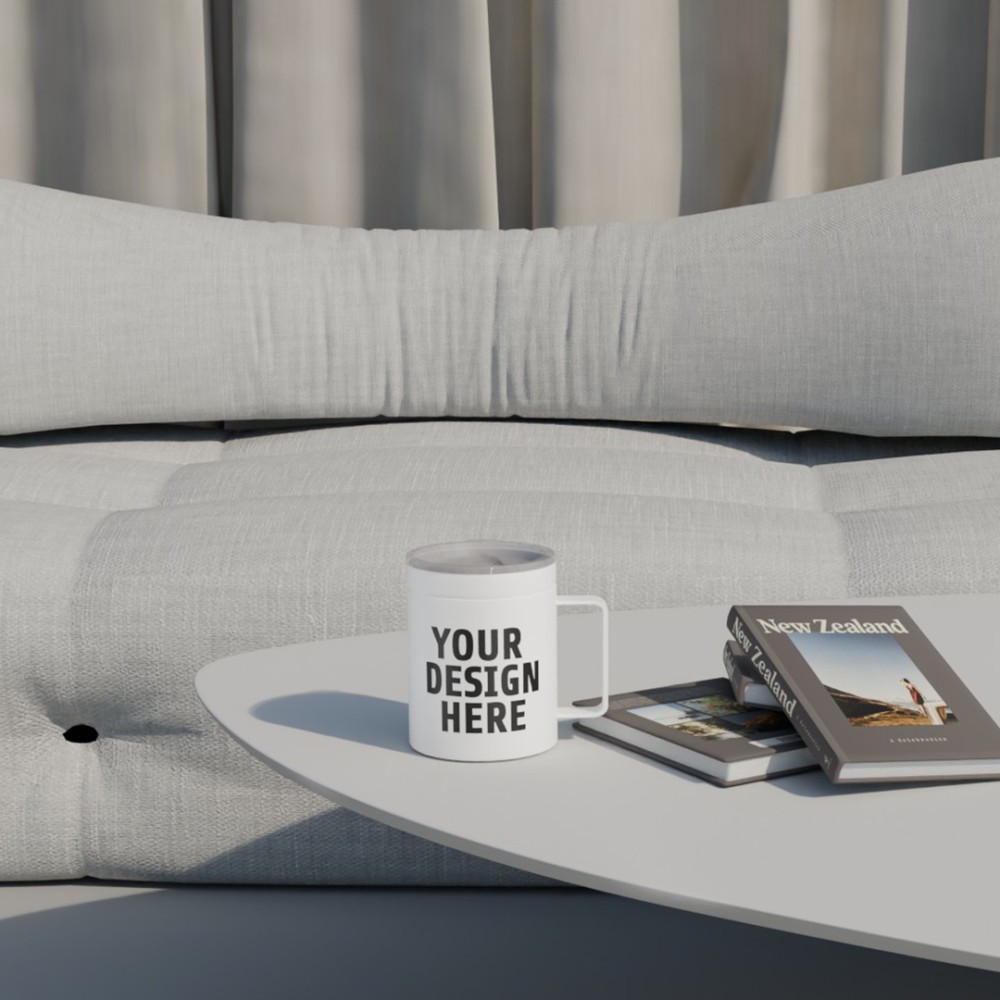 Tasse isotherme 2 en 1 en céramique de 12 oz avec poignée, vente en gros directe d'usine Credrink. Conception de tasse à café classique, comprend une paille et des modes de consommation directe avec une conception de poignée. Étanche et portable. Doublure intérieure en céramique véritable, isolation double couche