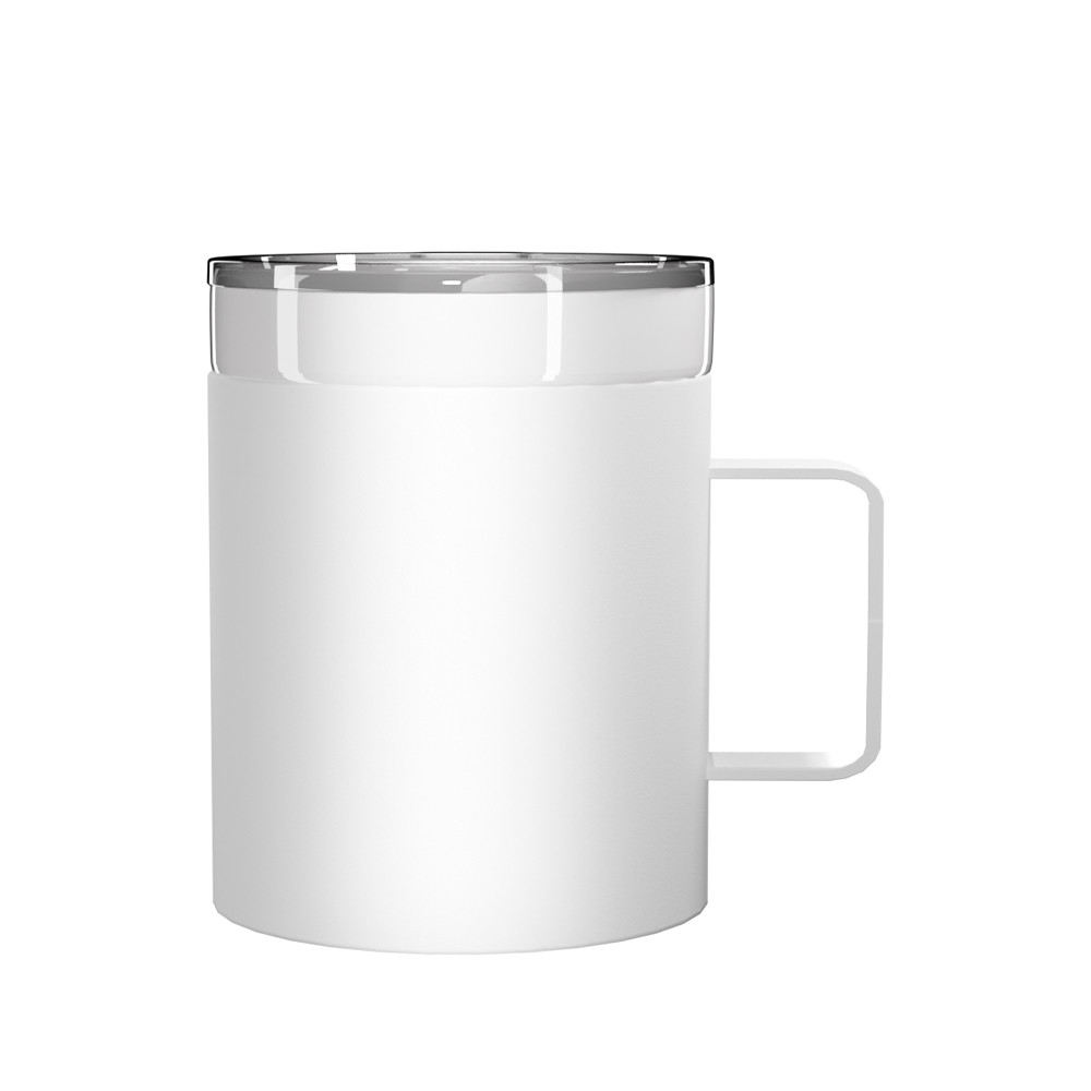 Tasse isotherme 2 en 1 en céramique de 12 oz avec poignée, vente en gros directe d'usine Credrink. Conception de tasse à café classique, comprend une paille et des modes de consommation directe avec une conception de poignée. Étanche et portable. Doublure intérieure en céramique véritable, isolation double couche