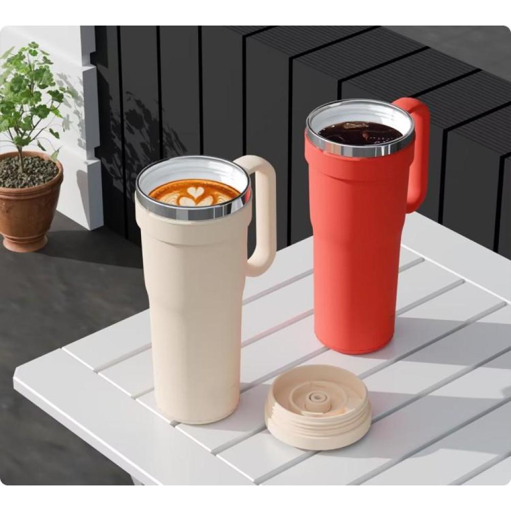 Gobelet isotherme en céramique de 30 oz / 900 ml avec couvercle à vis et poignée portable de Credrink Factory Direct