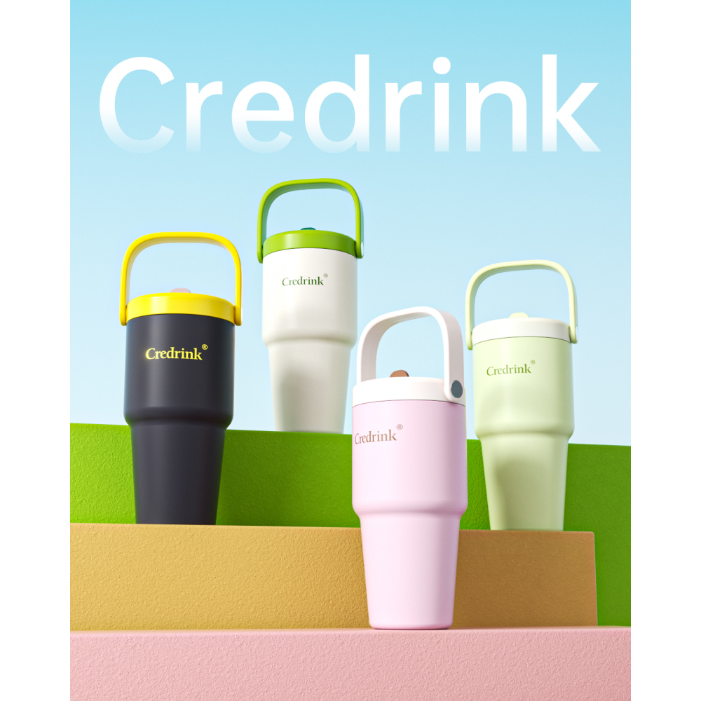 Gobelet de voyage Credrink 30 oz pour enfants avec poignée pour enfants Tasse isotherme sous vide colorée anti-fuite en acier inoxydable avec couvercle Paille anti-éclaboussures Garde les boissons froides jusqu'à 18 heures