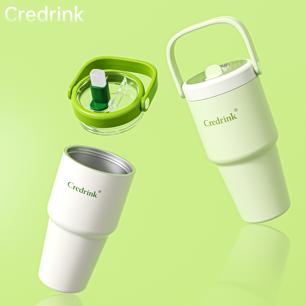 Gobelet de voyage Credrink 30 oz pour enfants avec poignée pour enfants Tasse isotherme sous vide colorée anti-fuite en acier inoxydable avec couvercle Paille anti-éclaboussures Garde les boissons froides jusqu'à 18 heures