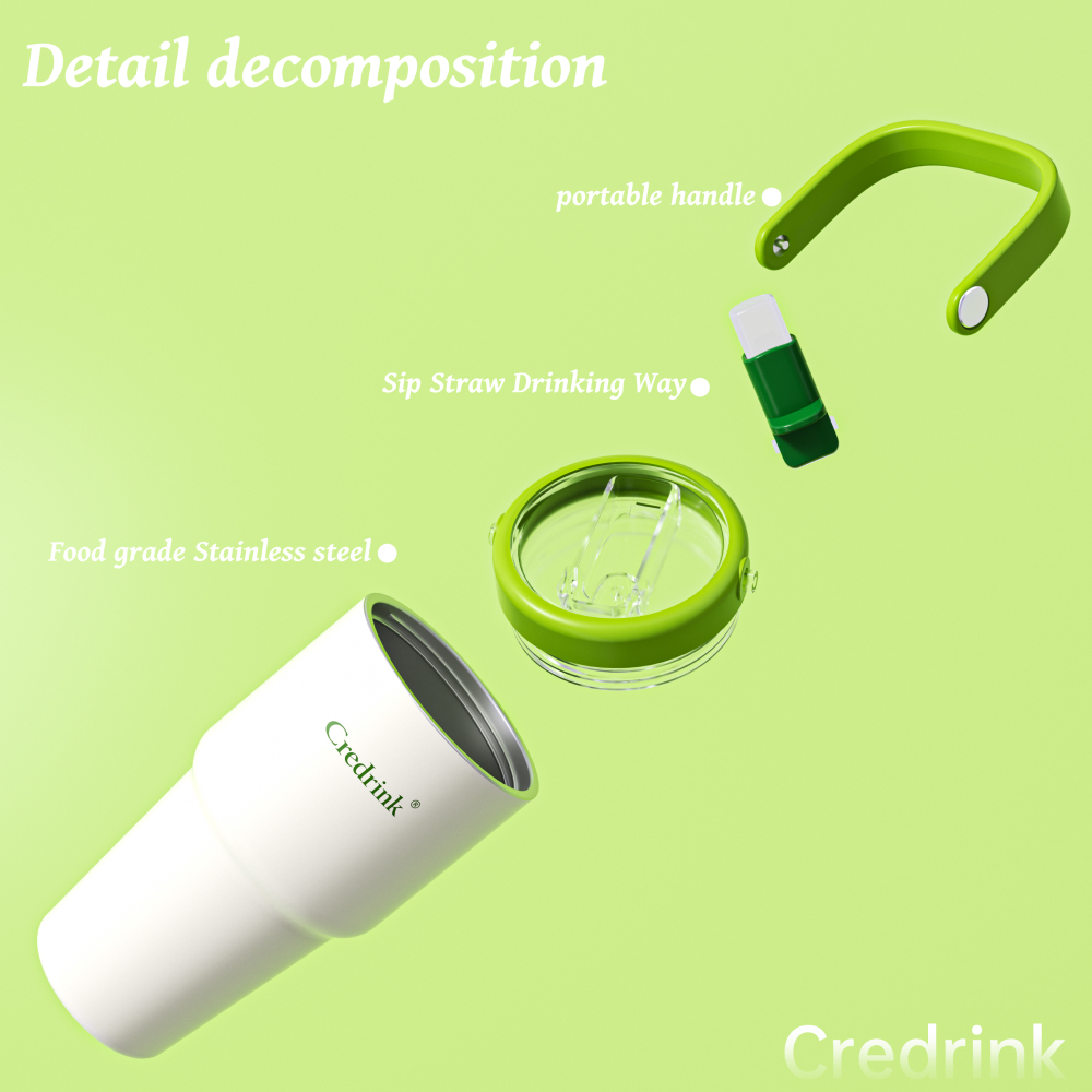 Gobelet de voyage Credrink 30 oz pour enfants avec poignée pour enfants Tasse isotherme sous vide colorée anti-fuite en acier inoxydable avec couvercle Paille anti-éclaboussures Garde les boissons froides jusqu'à 18 heures