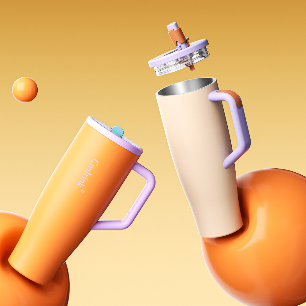 Gobelet de voyage Credrink 1.2 L 40 oz avec poignée, couvercle anti-poussière simple, couvercle à paille, porte-gobelet de voiture, anti-fuite, bouteille d'eau STANLEY réutilisable et isolée, HYDRO JUG, GOBELET en acier inoxydable