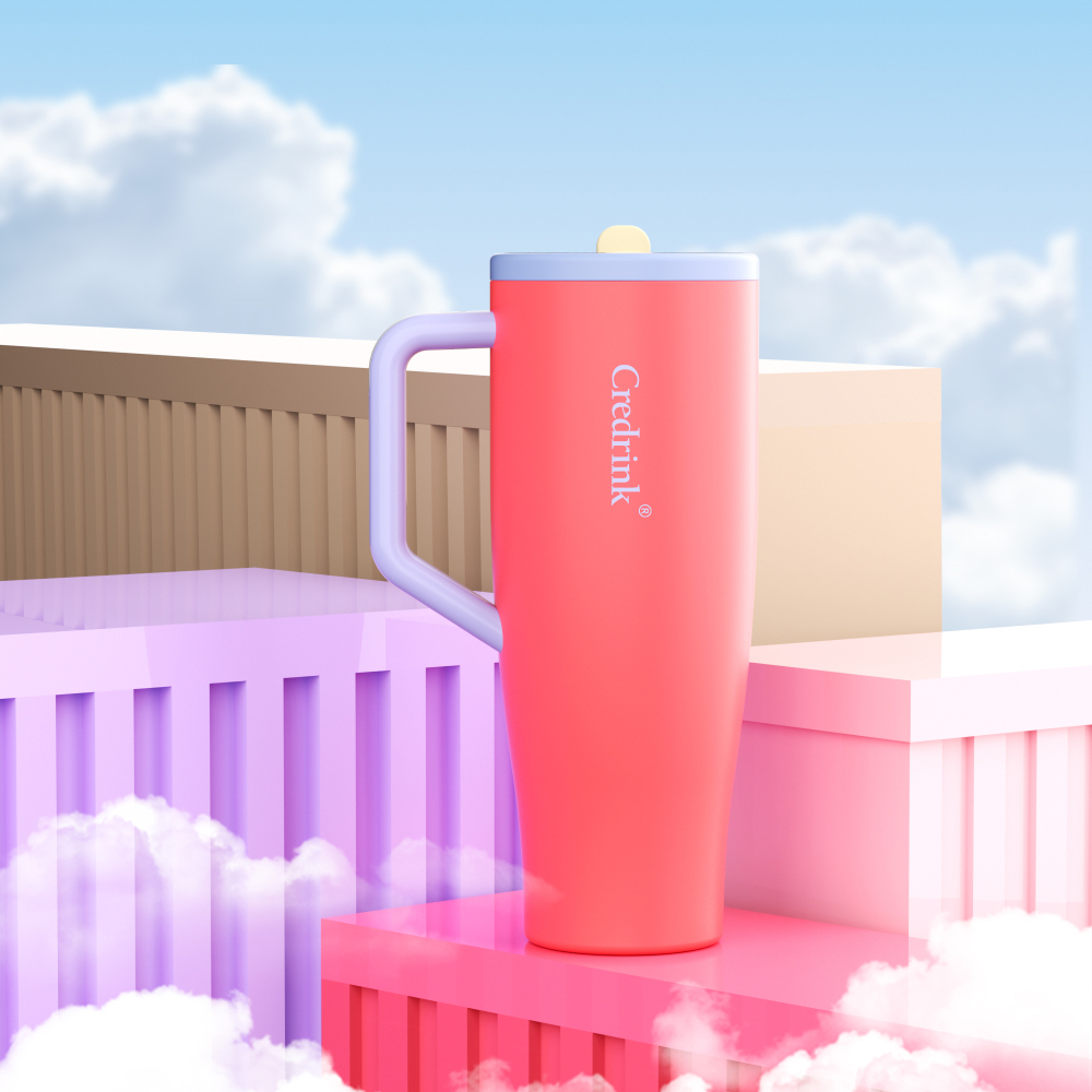 Gobelet de voyage Credrink 1.2 L 40 oz avec poignée, couvercle anti-poussière simple, couvercle à paille, porte-gobelet de voiture, anti-fuite, bouteille d'eau STANLEY réutilisable et isolée, HYDRO JUG, GOBELET en acier inoxydable