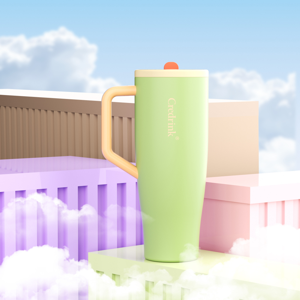 Gobelet de voyage Credrink 1.2 L 40 oz avec poignée, couvercle anti-poussière simple, couvercle à paille, porte-gobelet de voiture, anti-fuite, bouteille d'eau STANLEY réutilisable et isolée, HYDRO JUG, GOBELET en acier inoxydable