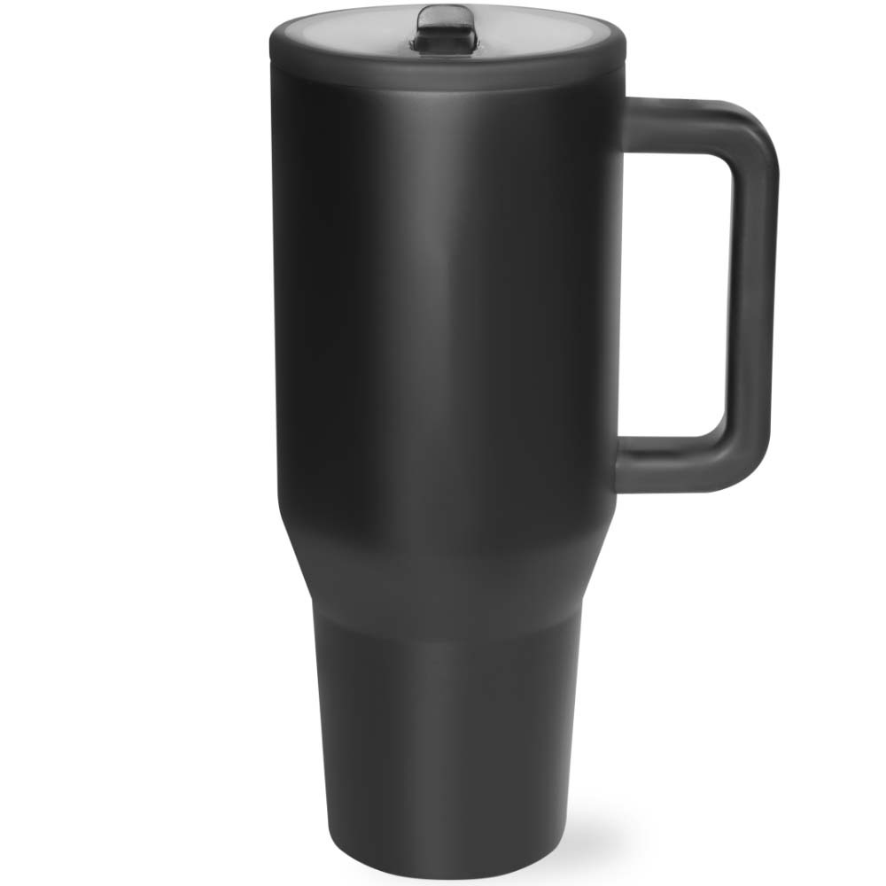 Gobelet moderne de 30 oz avec poignée et paille à bascule simple pour voiture, bouteille d'eau résistante aux fuites, réutilisable, isolée, base en caoutchouc et acier inoxydable