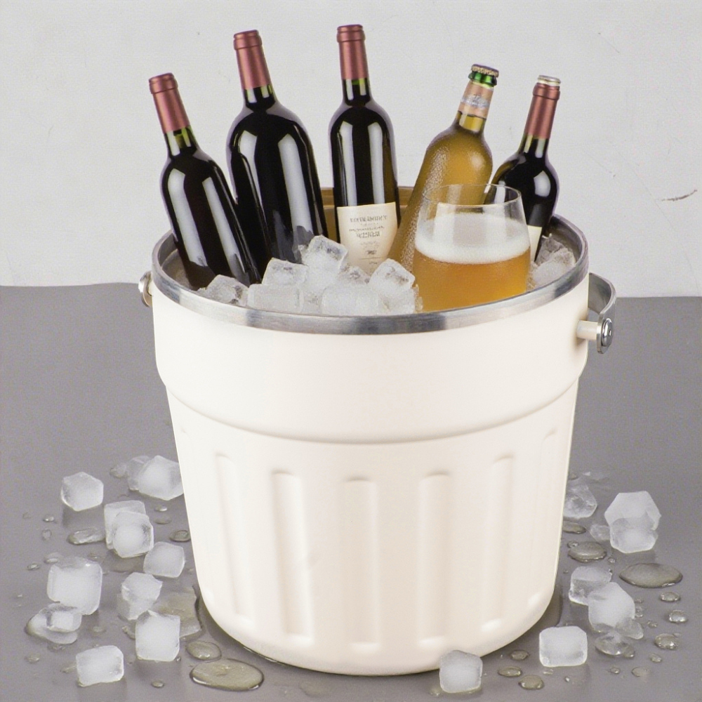Cubo de hielo aislado con tapa Credrink Factory Direct, venta al por mayor, cubo de hielo de doble pared de acero inoxidable personalizado de 270 oz con tapa de plástico y asa de transporte cómoda, cubos de hielo grandes para fiestas con tapa