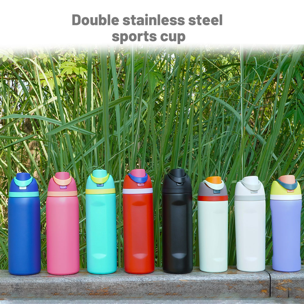 Botella de agua de acero inoxidable con aislamiento Owala FreeSip de Credrink de 19 oz, 24 oz y 32 oz con pajita para deportes, viajes y escuela Botella de agua deportiva sin BPA Iced Breeze