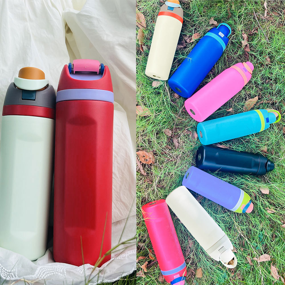 Botella de agua de acero inoxidable con aislamiento Owala FreeSip de Credrink de 19 oz, 24 oz y 32 oz con pajita para deportes, viajes y escuela Botella de agua deportiva sin BPA Iced Breeze