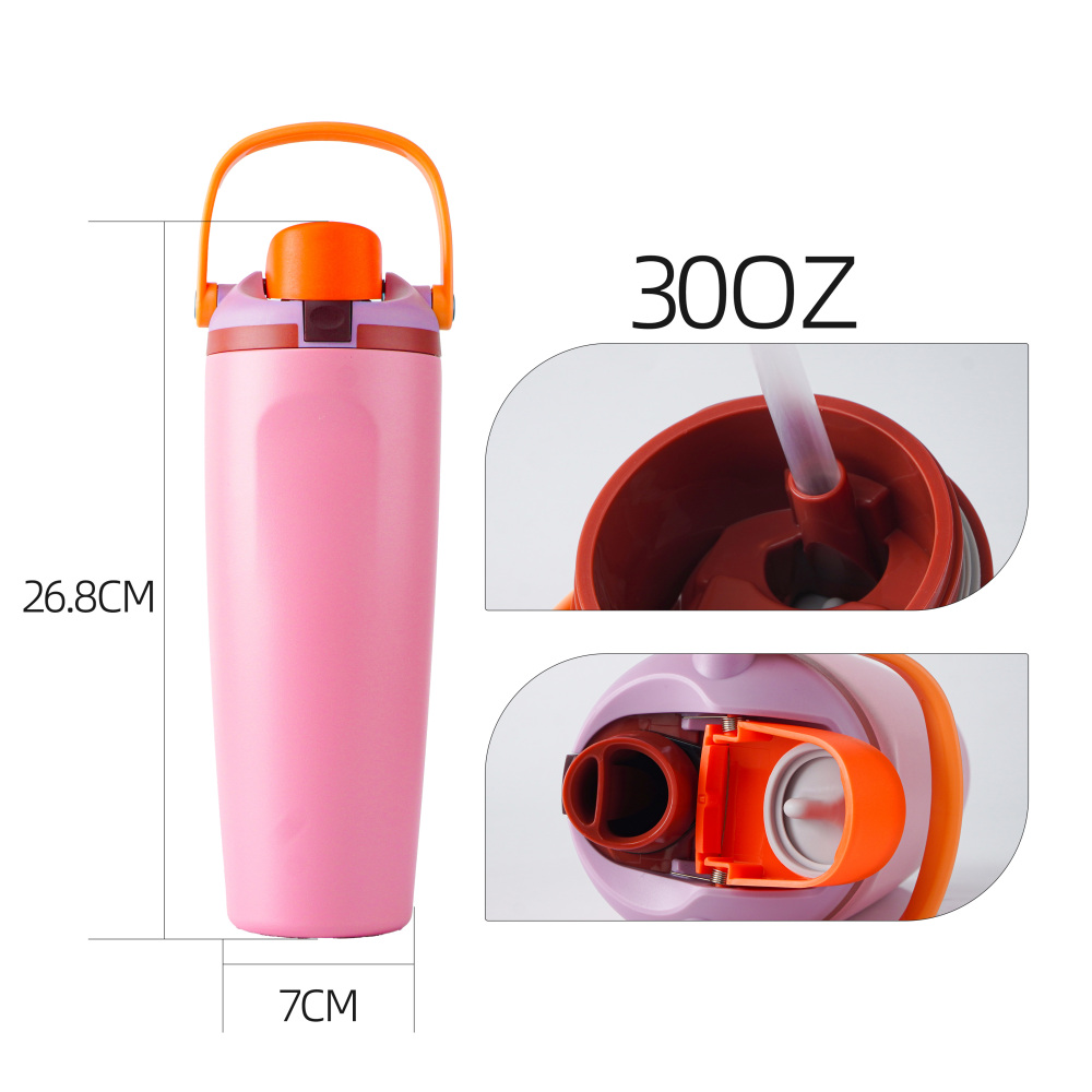 Credrink  Factory Direct wholesale STOCKED freesip water bottle with handle lid  30oz freesip fruits water flask
