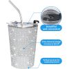 Bouteille isotherme rechargeable en acier inoxydable avec paille en diamant Bling de 16 oz de Credrink