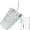 Bouteille isotherme rechargeable en acier inoxydable avec paille en diamant Bling de 16 oz de Credrink