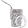 Credrink  Mini Tumbler Shot Glass Diamond Shot Glass Stainless Steel Bling Tumbler with Straw and Lid Shot Glass Tumbler for Champagne Cocktails Beer Parties Travel