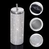 Bouteille d'eau Credrink de 20 oz avec paillettes et diamants, gobelet en acier inoxydable, gobelet isotherme avec couvercle, paille de couleur aléatoire, brosse à paille pour femme
