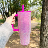 Credrink Rhinestones 40 унций двойной вакуумный дорожный кофейный стакан с крышкой и термоизоляцией