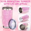Credrink Rhinestone Tumblers Bling Cups 20 oz Glitter Water Bottles Stainless Steel Vacuum Insulated Mugs for Women Birthday Nurses Day Mother's Day Wedding Appreciation Gifts