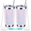 Credrink Rhinestone Tumblers Bling Cups 20 oz Glitter Water Bottles Stainless Steel Vacuum Insulated Mugs for Women Birthday Nurses Day Mother's Day Wedding Appreciation Gifts